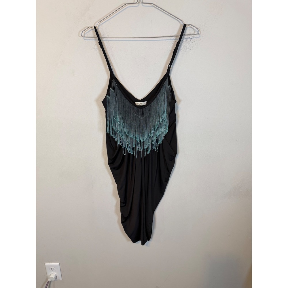 Arden B Womens Mini Dress Ombre Fringe Detail Black S